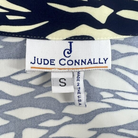 Jude Connally Dress Womens M Blue Cream Jude Cloth 3/4 Sleeve Stretch - Picture 3 of 9